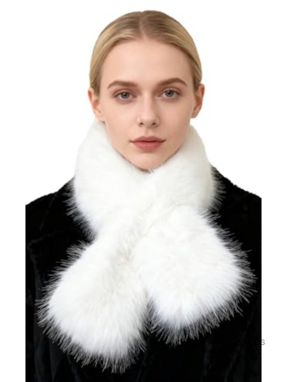 Faux Fur Pull-Through Winter Scarf Women Fluffy Soft Long Scarf